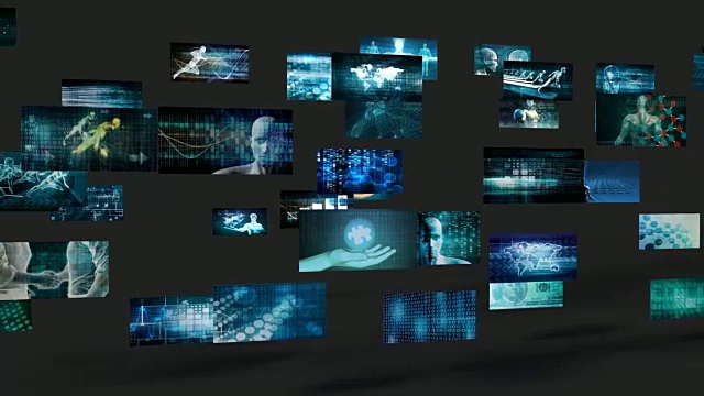 视频墙抽象与商业技术屏幕的概念视频素材