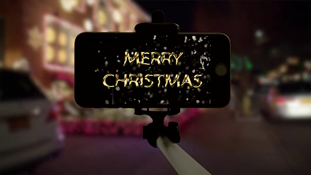 智能手机纽约自拍杆夜圣诞假期移动灯视频下载