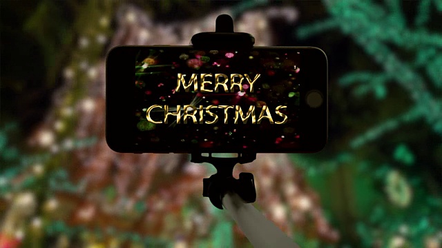 智能手机纽约自拍杆圣诞彩灯视频下载