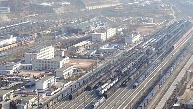 中国兰州铁路分流场鸟瞰图视频下载