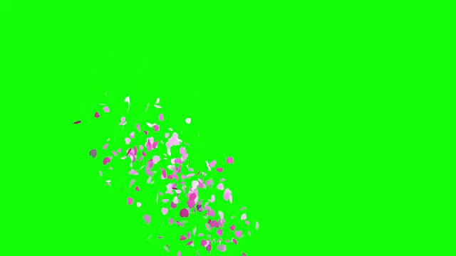 在绿色屏幕上，一颗心跳出来，射出五彩纸屑视频素材