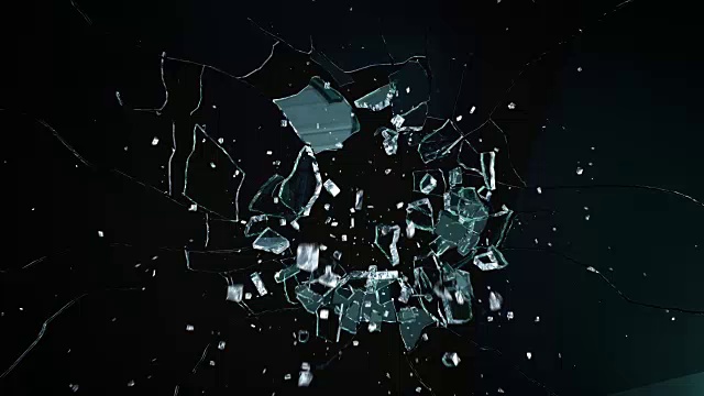 黑玻璃墙爆炸视频素材