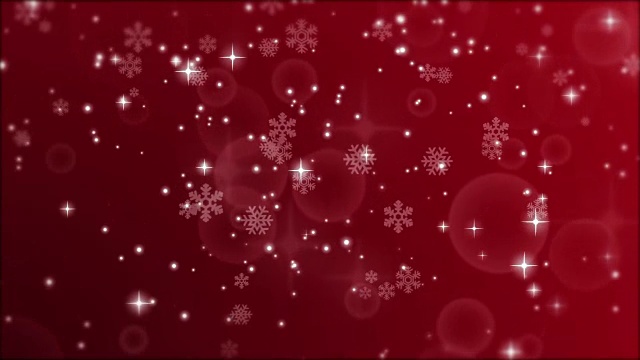 新年的红色背景与雪花和发光粒子视频素材