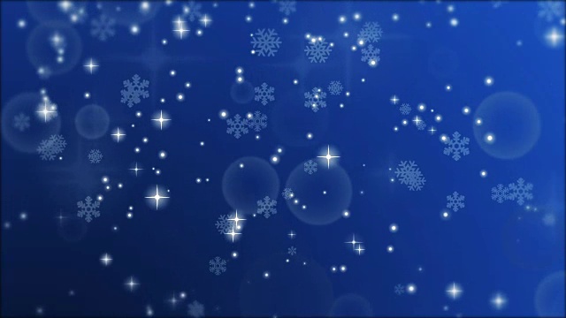 新年蓝色背景与雪花和发光粒子视频素材