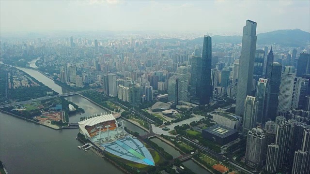 白天广州市珠江海心沙岛市中心部分航拍4k中国全景图视频素材