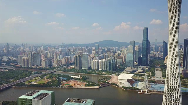 广州阳光Ð²ay珠江海心沙岛市中心部分航拍全景4k中国视频素材