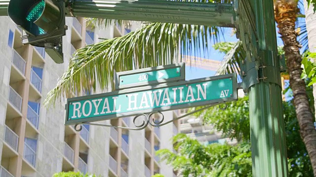 夏威夷火奴鲁鲁的标志街，4K慢镜头视频下载