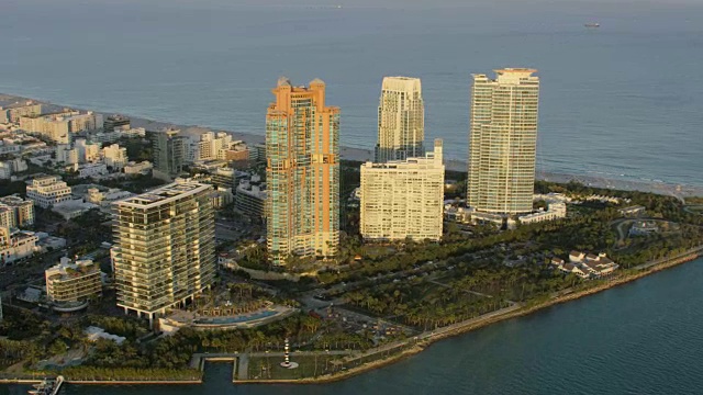 航空日落视图南角海滩公寓迈阿密视频素材