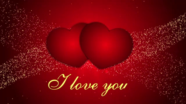 “我爱你”的镜头，红色背景上有一颗心视频素材