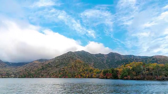 延时:日本枥木县日光湖上的由木湖视频素材