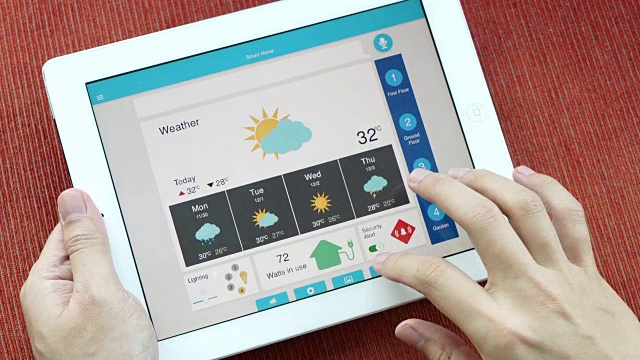 移动应用的家庭自动化和智能家居技术-天气预报视频素材