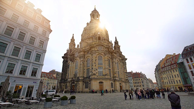德累斯顿圣母教堂,大教堂,日光,旅行者视频素材
