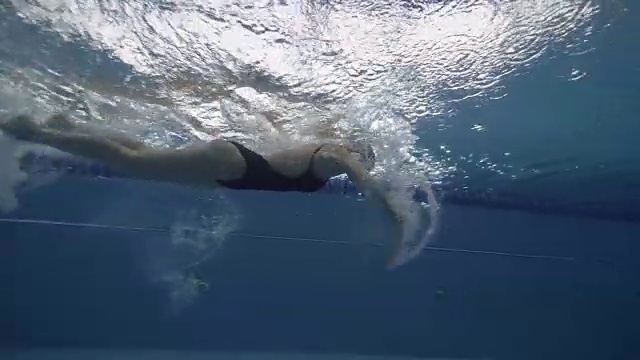 水下观看女子水上自由泳，每秒60秒视频下载