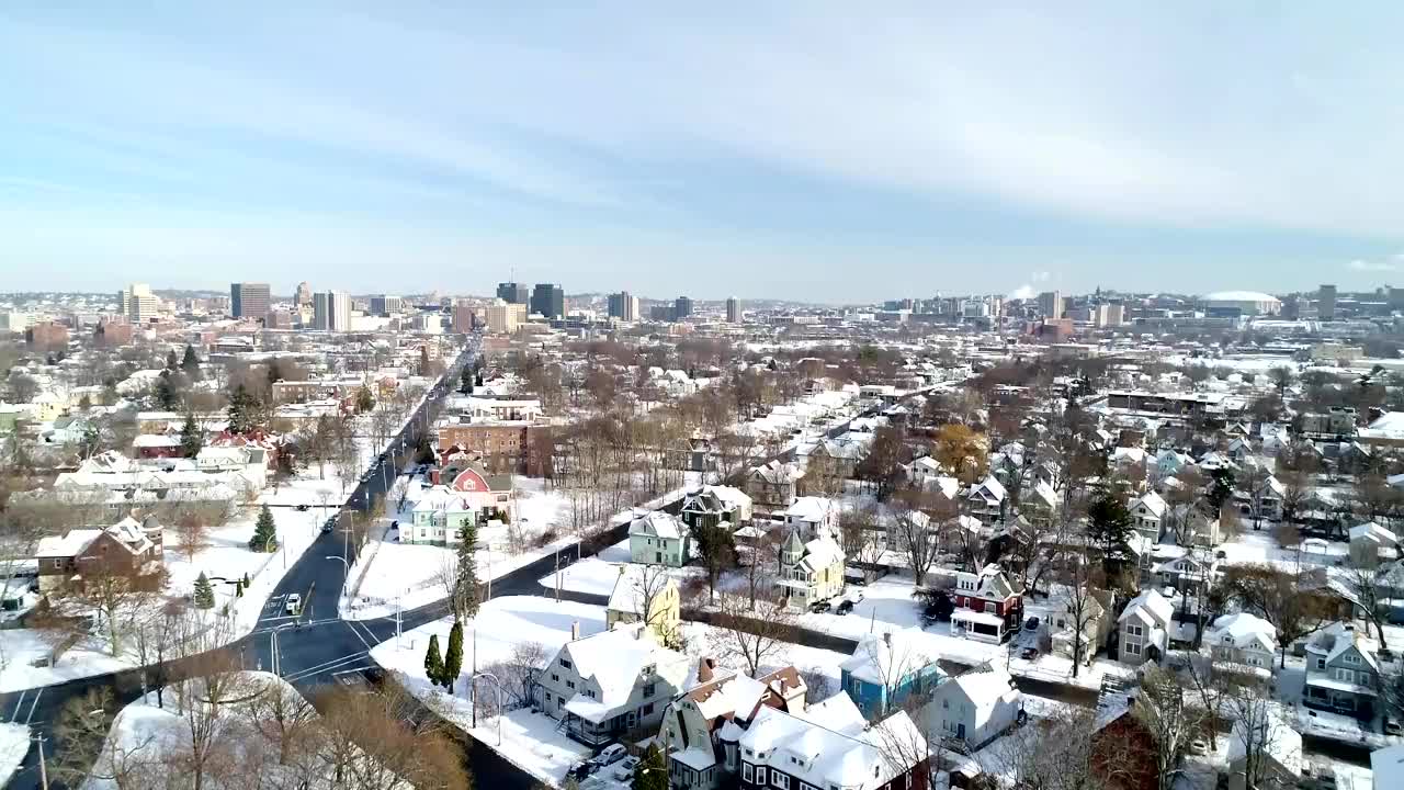 雪城，纽约冬天的天际线视频下载