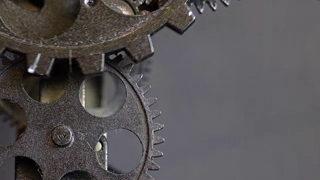 生锈的复古机械时钟齿轮视频素材