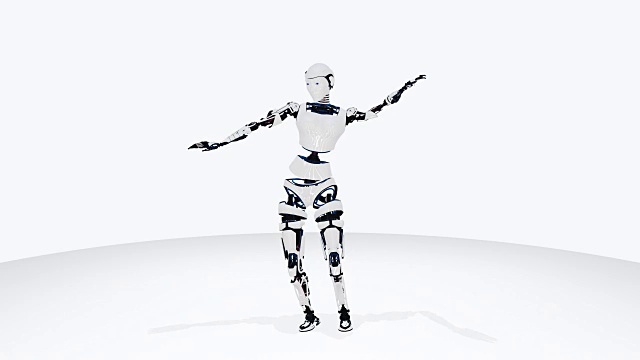 性感的机器人机器人女人跳舞。科幻风格的机器人女孩。可爱的机器人的女人。CG动画。视频素材