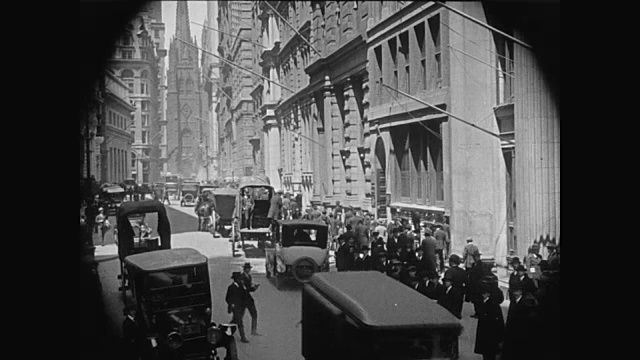 1920年，纽约市繁华的华尔街视频下载