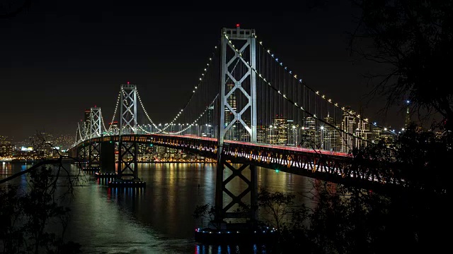 旧金山奥克兰海湾大桥夜景视频素材