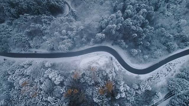 冬季道路鸟瞰图视频素材