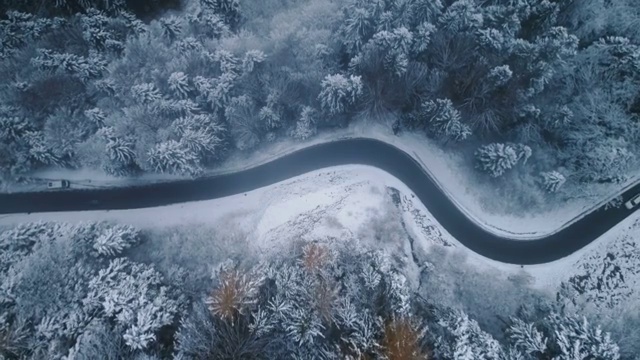 冬季道路鸟瞰图视频素材