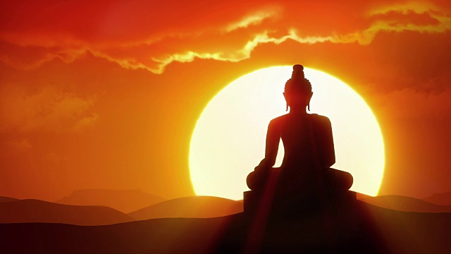 觉悟-太阳升起在佛陀身上视频下载