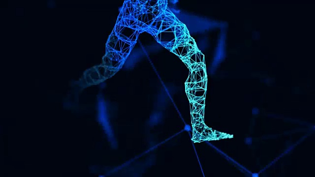 4k -蓝色跑步人系统-股票视频视频素材