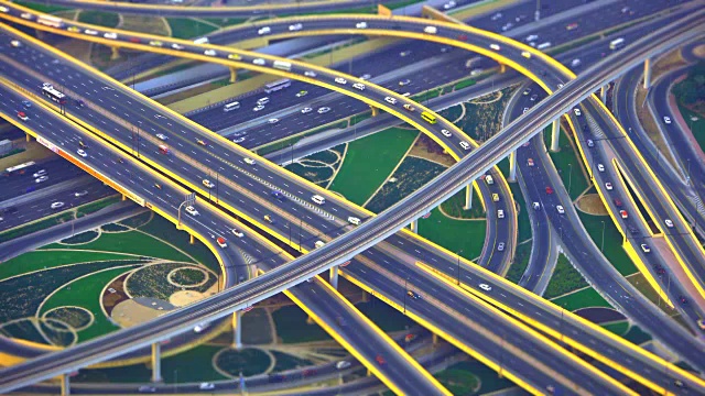十字路口，交通，高速公路，高速公路，十字路口，交通，时间流逝，迪拜，VAE, 4K视频素材