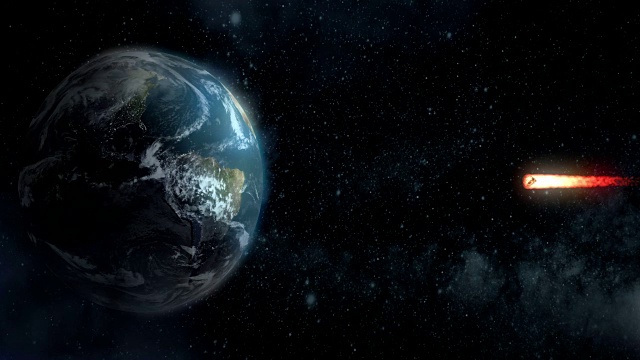 流星走向地球赤道的风格化动画视频素材