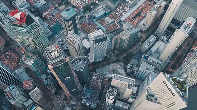 新加坡金融区屋顶建筑的鸟瞰图视频素材