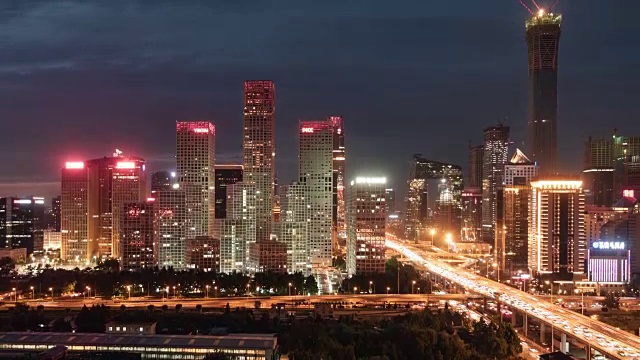 T/L Downtown Beijing at Night /中国北京视频素材