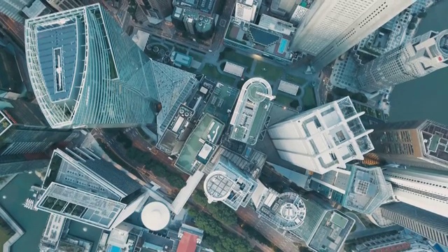 新加坡金融区屋顶建筑的鸟瞰图视频素材