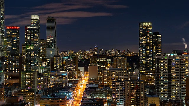 多伦多夜晚的现代城市天际线视频素材