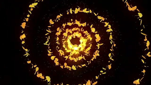 秋叶旋转，银杏，CG动画视频下载