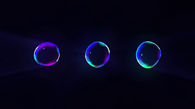 黑色背景上的彩虹泡泡，Loop，视频素材
