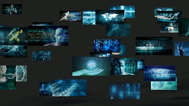 视频墙抽象与商业技术屏幕的概念视频素材