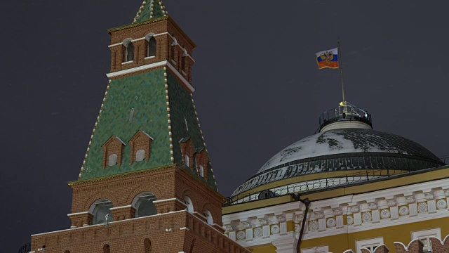 俄罗斯，莫斯科，克里姆林宫在一个下雪天视频素材