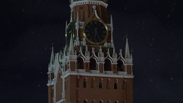 俄罗斯，莫斯科斯帕斯卡亚塔的莫斯科克里姆林宫视频素材