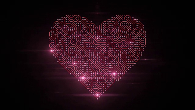 4k电路板心脏(红色)-回路视频素材