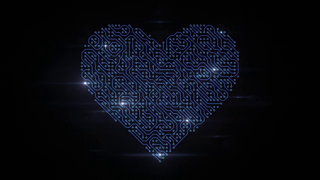4k电路板心脏(蓝色)-回路视频素材