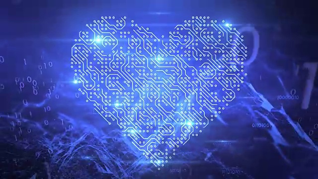 4k爱与科技(蓝色)-回路视频素材