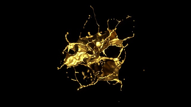 黑色背景下液体黄金爆炸的Cg动画。视频下载