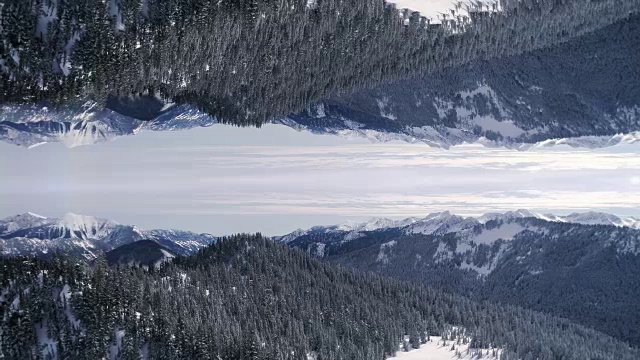 雪山反射的艺术冬季背景天线视频素材
