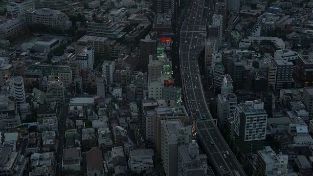 日落时分以富士山为背景的东京城市景色视频素材