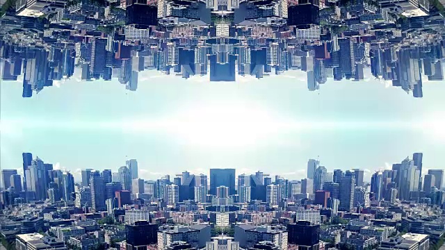城市天际线背景镜在抽象空中角度倾斜视频素材