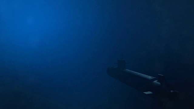 潜水艇在海洋中游离镜头视频下载