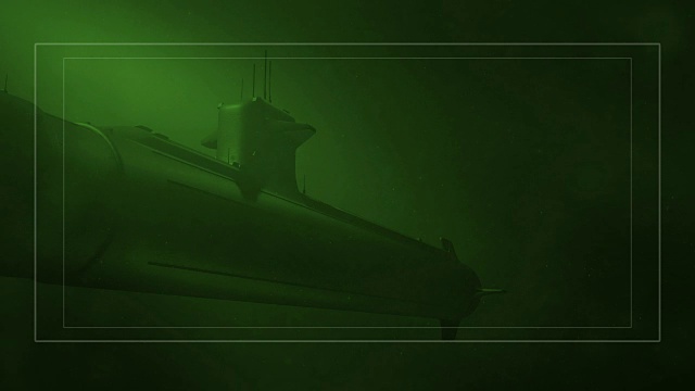 夜视潜望镜侦察到一艘在海洋水域游泳的潜艇视频下载
