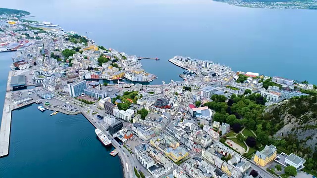 挪威奥勒松市航拍画面视频素材