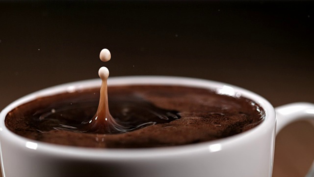 一滴牛奶漂浮在一杯咖啡上的Cinemagraph视频素材