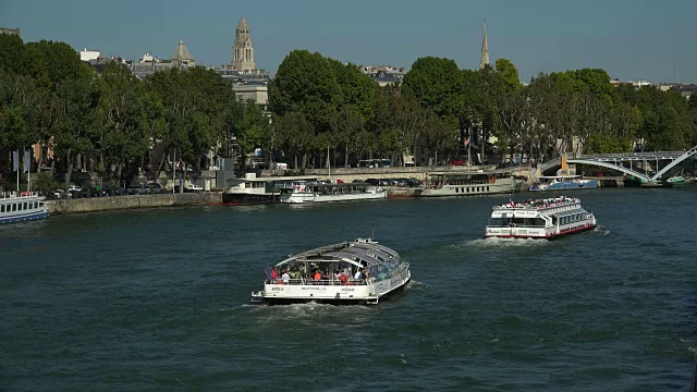 欧洲巴黎德比利港的塞纳河视频下载