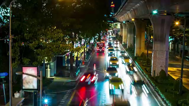 泰国曼谷夜间交通拥堵视频素材